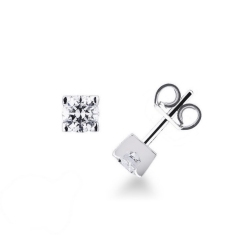 Pendientes solitarios con diamantes cuadrados 0.80 ct en oro blanco 18 quilates