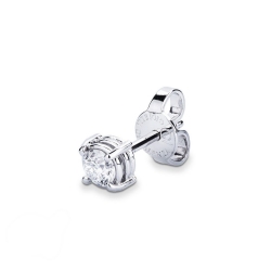 Pendiente individual en oro blanco 18 quilates a 4 garras con diamante