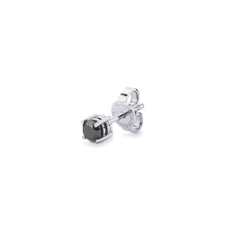 Pendiente individual en oro 18 quilates a 4 garras con diamante negro