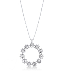 Collar Círculo de Estrellas en Oro Blanco 18k y Diamantes