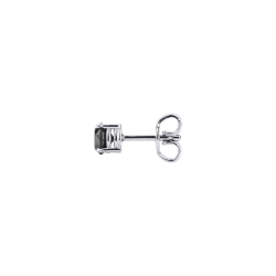 Pendientes individuales en oro blanco de 18k a 4 garras con diamante negro  2