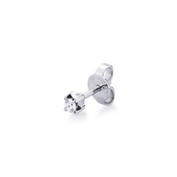 Pendiente mono oro blanco 18 quilates 4 garras con diamantes