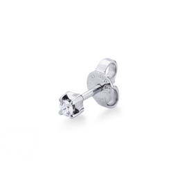 Pendiente mono en oro blanco de 18 quilates a 4 garras con diamantes