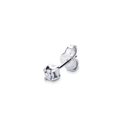 Pendiente mono en oro blanco de 18 quilates con engaste de 4 garras y un diamante