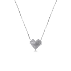Collar píxel con diamantes oro blanco 18K con colgante