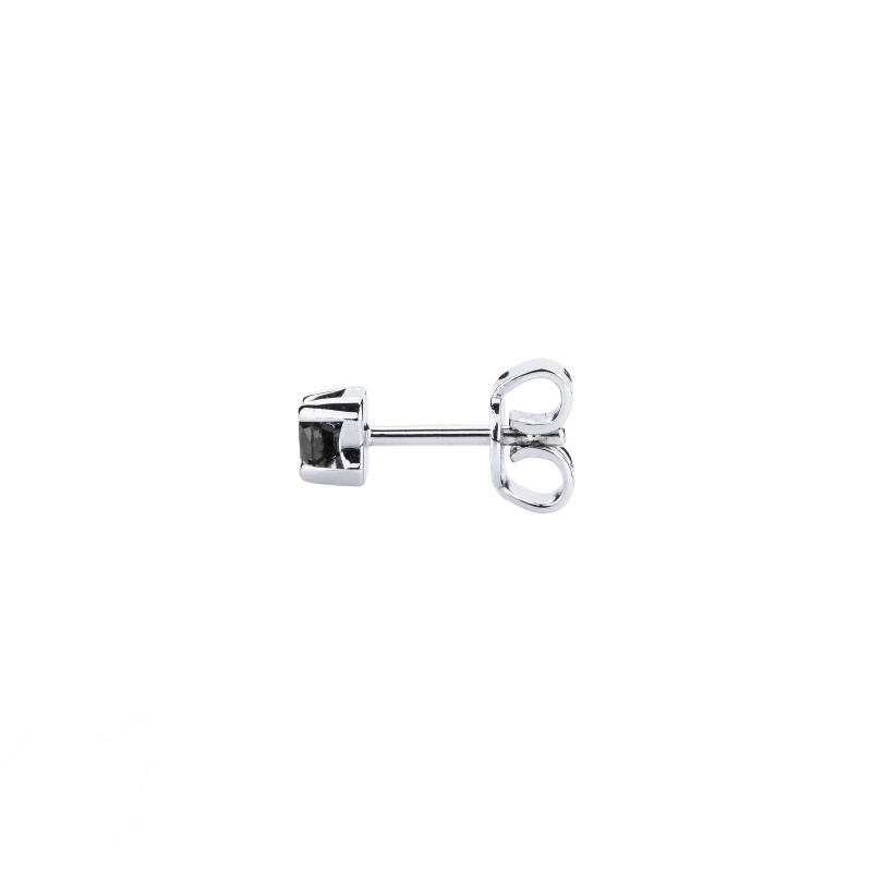 Pendiente hombre mono en oro blanco 18ct 4 garras con diamante negro  Pendiente hombre mono en oro blanco 18ct 4 garras con diamante negro