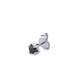 Pendiente hombre mono en oro blanco 18ct 4 garras con diamante negro