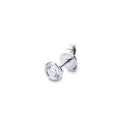 Pendientes individuales de oro blanco de 18 quilates y diamante
