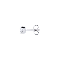 Pendiente mono oro blanco 18k y diamante 4 garras 2