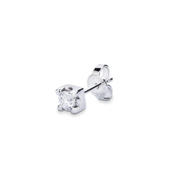 Pendiente mono oro blanco 18k y diamante