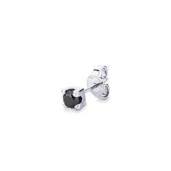 Pendiente mono oro blanco 18k y diamante negro