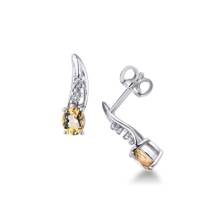Pendientes en oro blanco 18K con citrino y diamantes