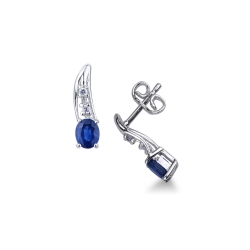 Pendientes en oro blanco con zafiros ovalados y diamantes