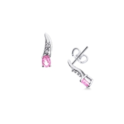Pendientes en oro blanco de 18 quilates con zafiro rosa y diamantes