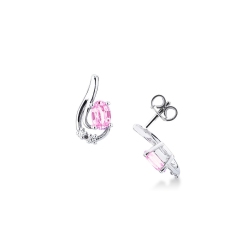 Pendientes en oro blanco de 18k con zafiro rosa