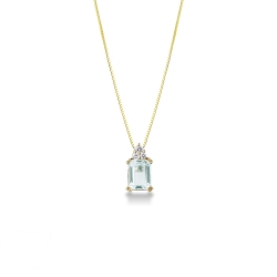 Colgante en oro amarillo 18k con aguamarina y diamantes