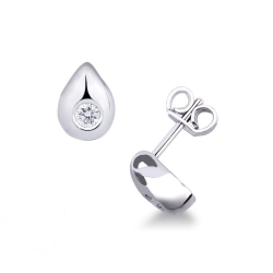 Pendientes gota en oro blanco 18k con diamantes
