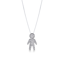 Collar en oro blanco 18k con niño en diamantes