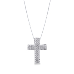 Collar oro blanco de 18k con colgante cruz