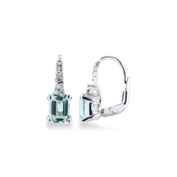 Pendientes mujer oro blanco 18k con aguamarinas y diamantes