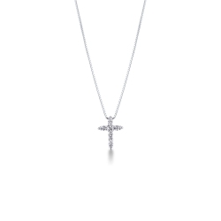 Collar cruz en oro blanco 18k con diamantes