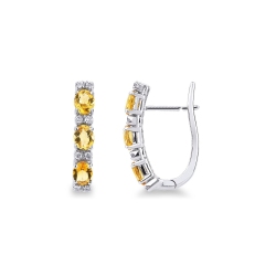 Pendientes de oro blanco de 18k con diamantes y citrinos