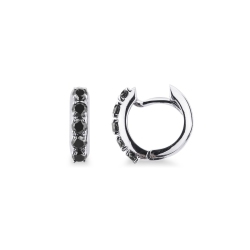 Pendientes aro oro blanco 18k 12 mm diamantes negros