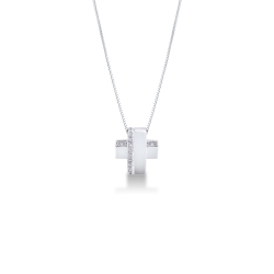 Collar para hombre con cruz en oro blanco de 18k y diamantes