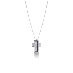 Collar con cruz de oro blanco de 18 kilates para hombre con diamantes