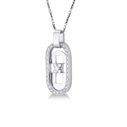 Collar cruz oro blanco hombre con diamantes 2