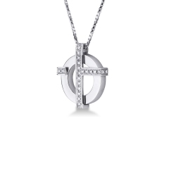 Collar hombre con cruz en oro blanco 18 quilates con diamantes 2