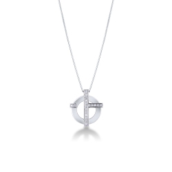 Collar hombre con cruz en oro blanco 18 quilates con diamantes