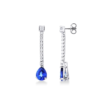 Pendientes Oro 18k con zafiros azules y diamantes