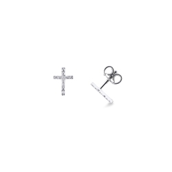 Pendientes oro blanco de 18 quilates cruces con diamantes