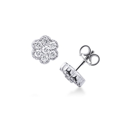 Pendientes flor en oro blanco con diamantes