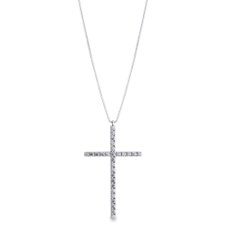Collar de mujer y cruz en oro blanco de 18kt con diamantes