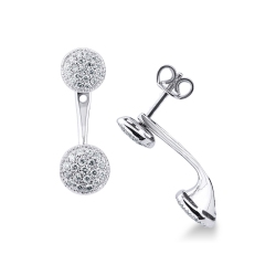 Pendientes oro blanco 18k con pavé de diamantes