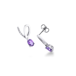 Pendientes en oro blanco 18K con amatistas y diamantes