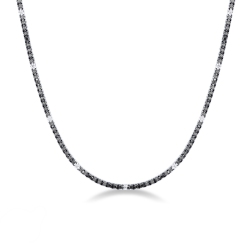 Collar tennis en oro blanco 18k con diamantes negros y blancos