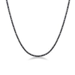 Collar tennis en oro blanco 18k con diamantes negros