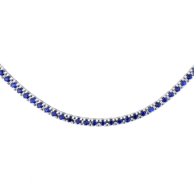 Collar rivière de oro blanco de 18K con zafiros azules