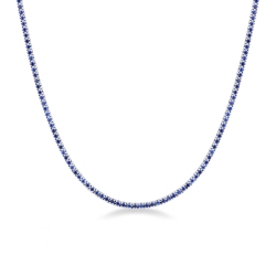 Collar rivière de oro blanco de 18K con zafiros azules