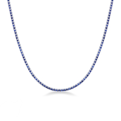 Collar rivière de oro blanco de 18K con zafiros azules