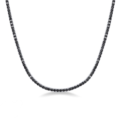 Collar tennis en oro blanco de 18k con diamantes negros
