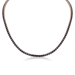 Collar tennis en oro blanco 750 con diamantes negros