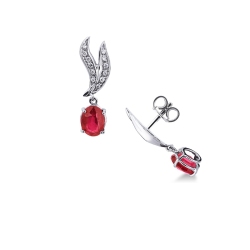 Pendientes mujer en oro blanco 18k con rubies y diamantes