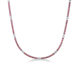 Collar de tenis en oro blanco 18 quilates con rubíes y diamantes