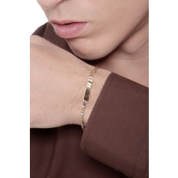 Pulsera con placa en oro amarillo y blanco 18k, 18 cm 2