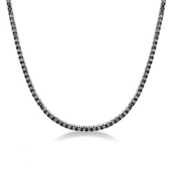 Collar de tenis en oro blanco 18 quilates con diamantes negros