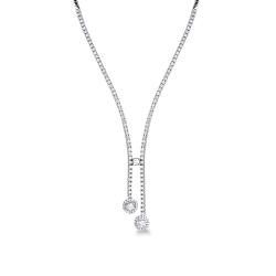 Collar en oro blanco 18K tipo tennis con cascada